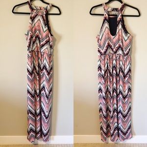💎Three Pink Hearts Maxi Chevron print dress